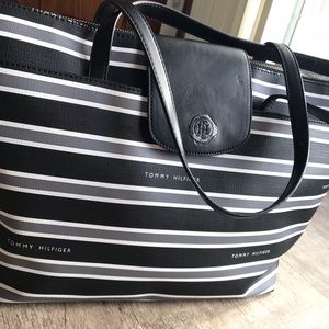 NWT Tommy Hilfiger black white and gray tote bag